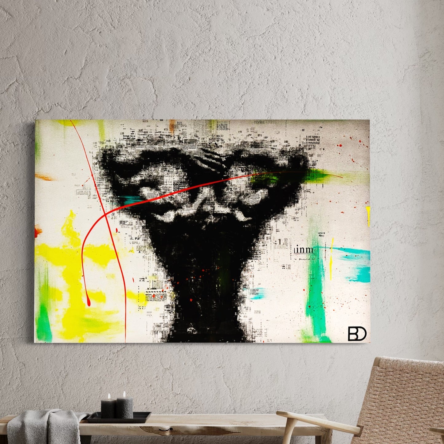 In this Exclusive Artwork you can experience the beauty of the muscular tattooed body using multiple techniques. A beautiful combination of black and grey Mixed-Media Photographic Art with colourful paint spray, drop and splatter.